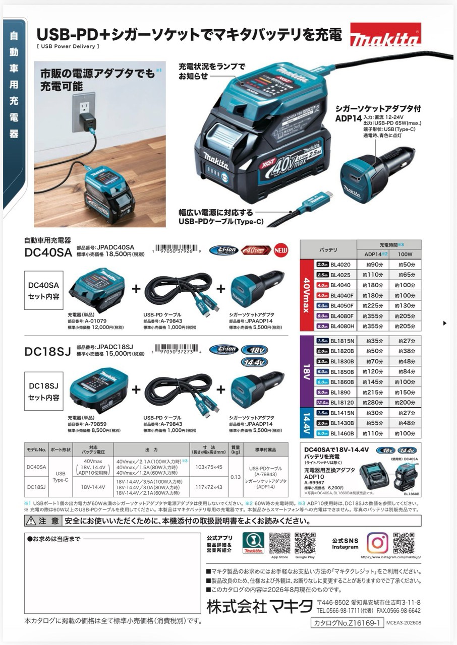 📢 マキタ新製品のご案内!